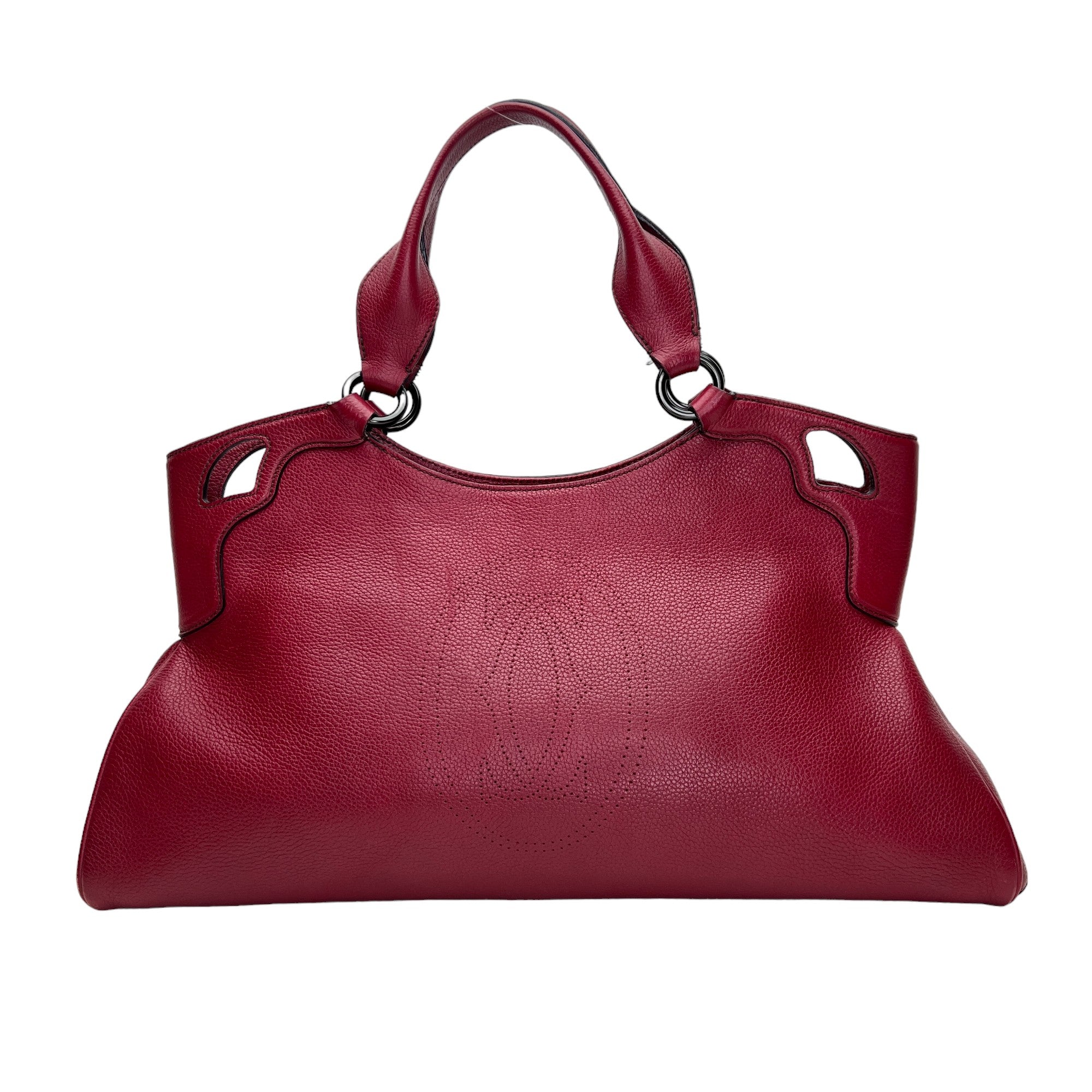 Marcello Red Shoulder Bag in Calfskin, Gunmetal hardware