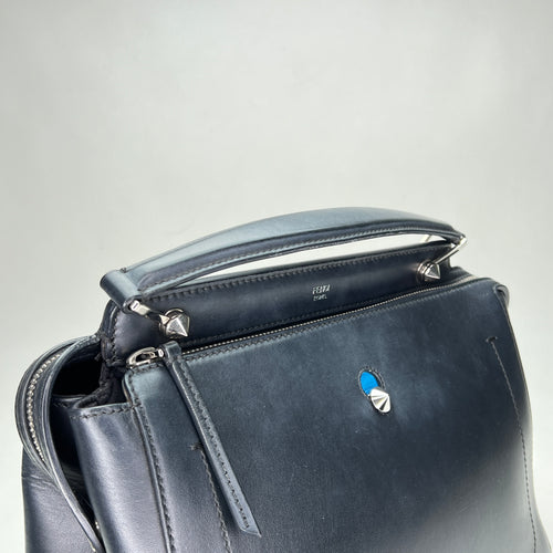 Dotcom Black Top Handle Bag in Calfskin, Silver hardware