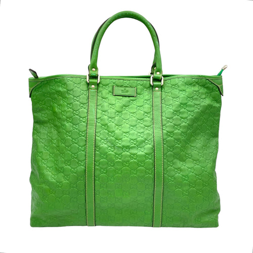 Joy Green Tote Bag in Guccissima Leather, Silver hardware