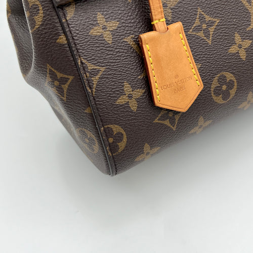 Cluny BB Brown Top Handle Bag in Monogram Coated Canvas, Gold hardware