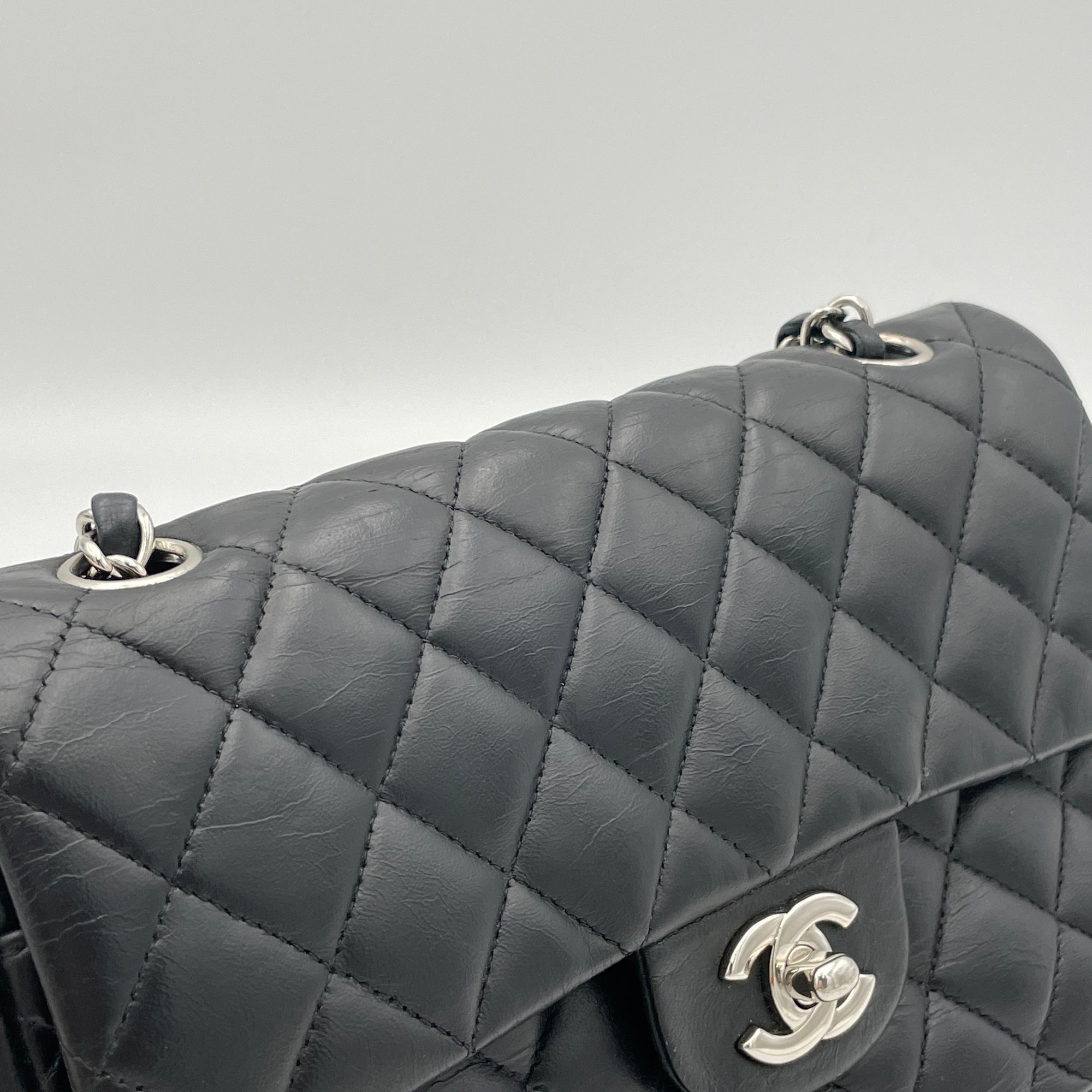 Classic Double Flap Small Black Shoulder Bag in Lambskin, Silver hardware