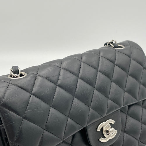 Classic Double Flap Small Black Shoulder Bag in Lambskin, Silver hardware