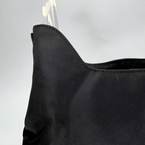 Hobo Black Shoulder Bag in Nylon, Silver hardware