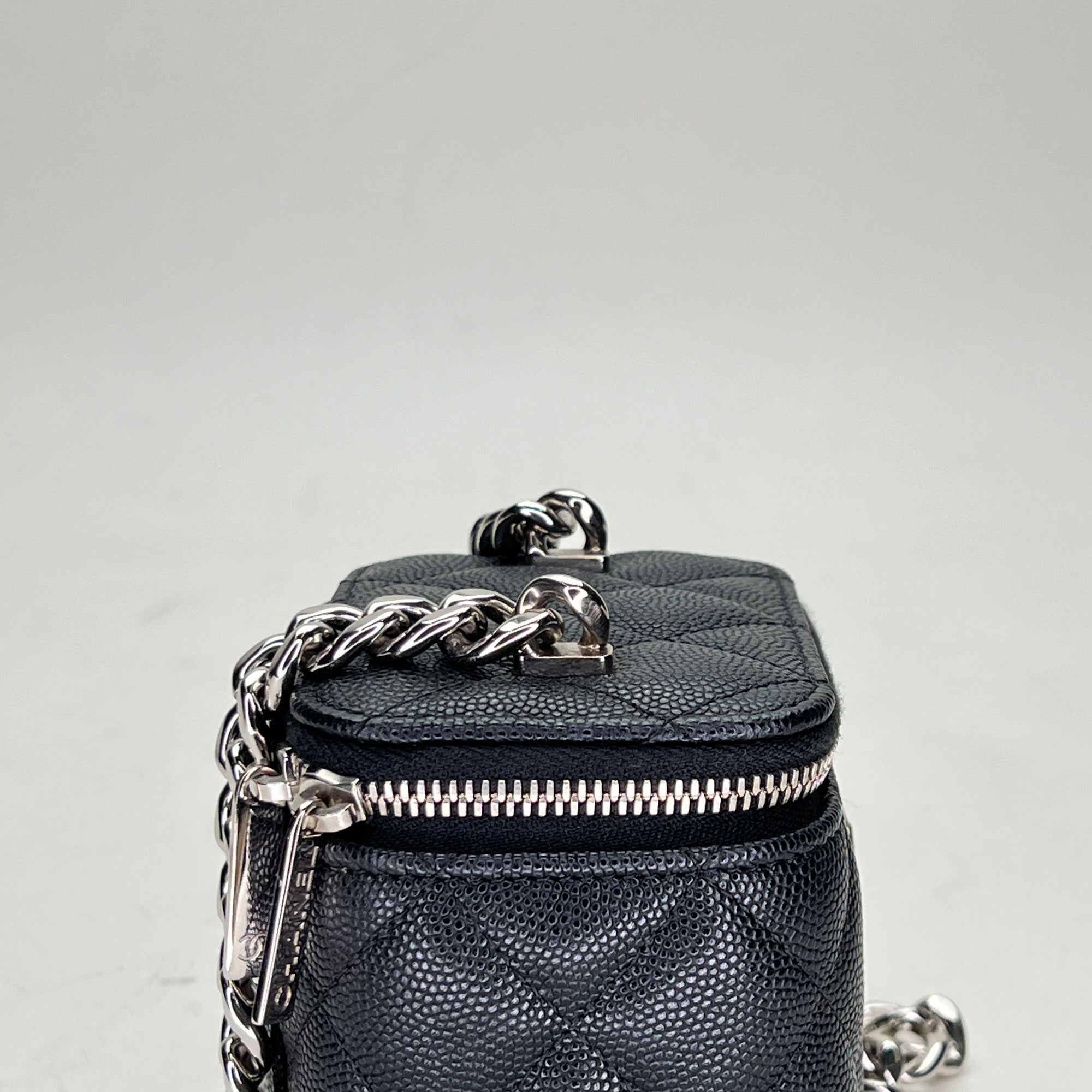 Classic Vanity Mini Black Vanity Bag in Caviar Leather, Silver hardware