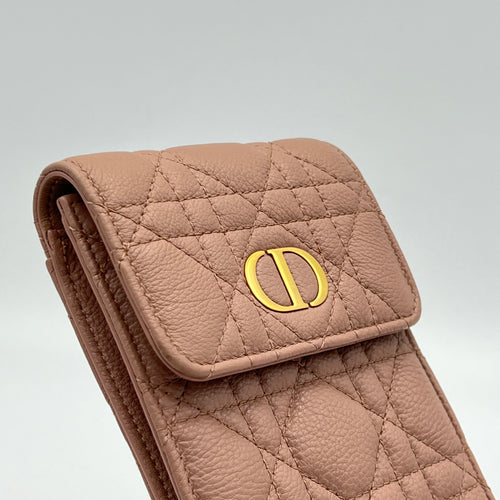 Caro Phone Holder Beige Pouch in Calfskin, Gold hardware