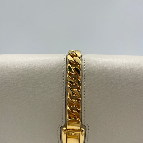 Sylvie 1969 Mini White Crossbody Bag in Calfskin, Gold hardware