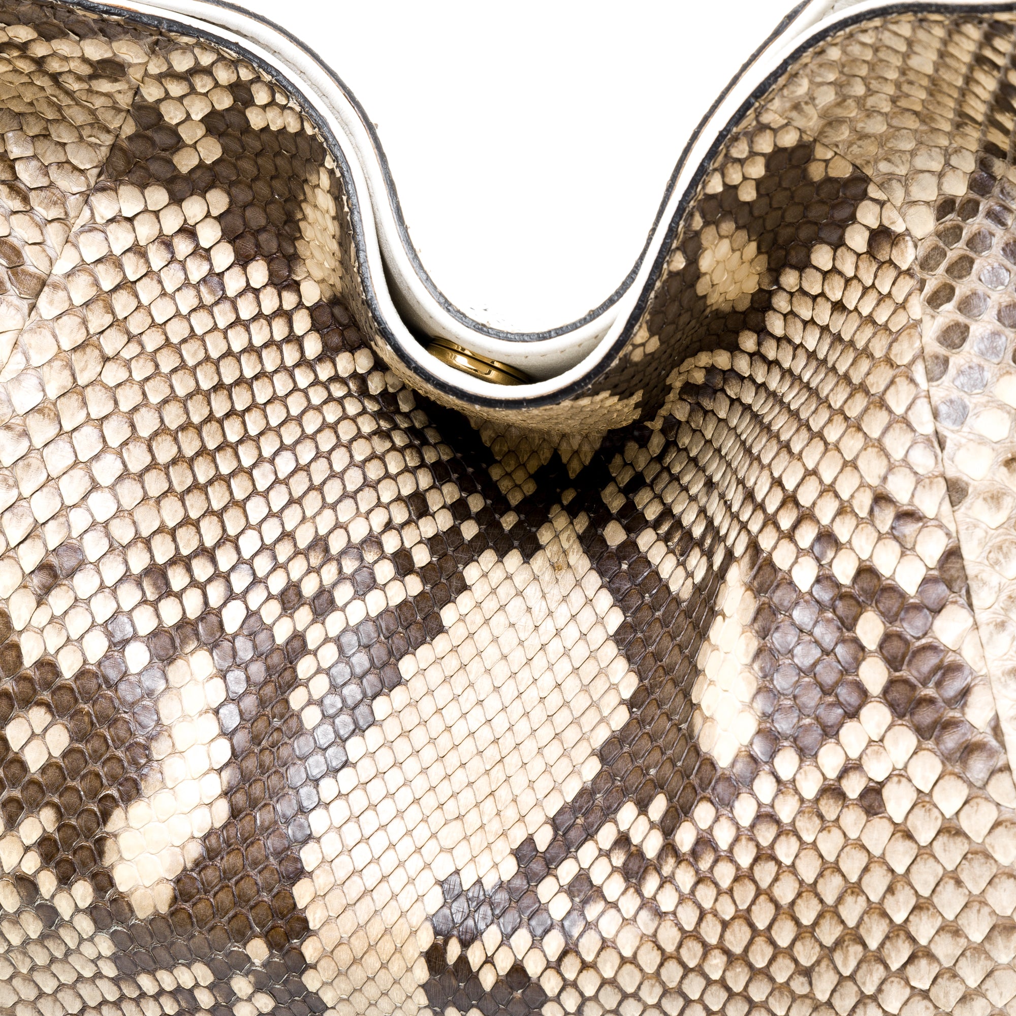 1970 Medium Beige Shoulder Bag in Python Embossed Calfskin, Gold hardware