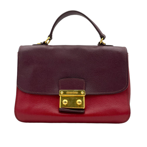 Top Handle handbag Maroon Top Handle Bag in Calfskin, Gold hardware