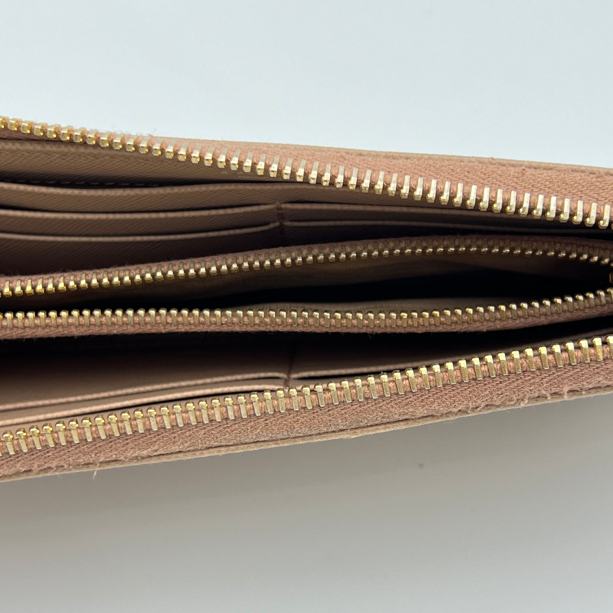 Logo Long Beige Wallet in Saffiano Leather, Gold hardware