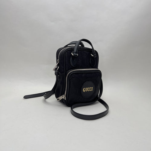 OFF THE GRID Black Crossbody Bag in Nylon, Silver hardware