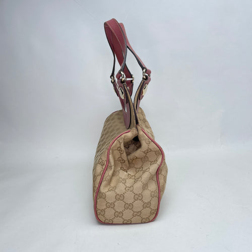 GG Charmy Brown Shoulder Bag in Canvas, Light Gold hardware