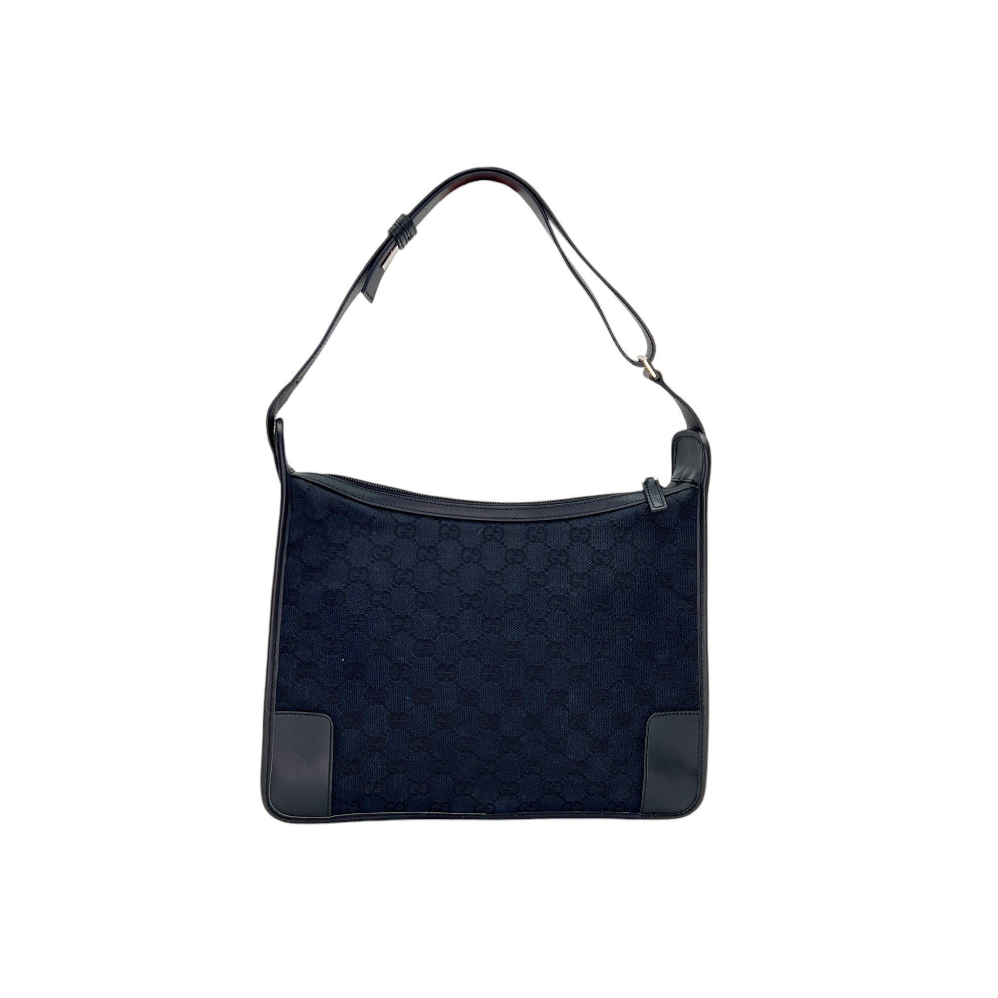 GG Navy Shoulder Bag in Canvas, Silver hardware