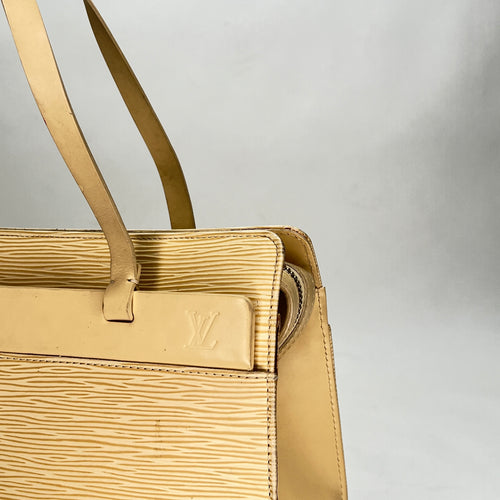 Croisette PM Yellow Top Handle Bag in Epi Leather, Gold hardware