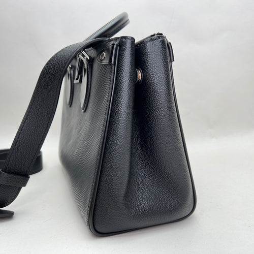 Grenelle PM Black Top Handle Bag in Epi Leather, Silver hardware