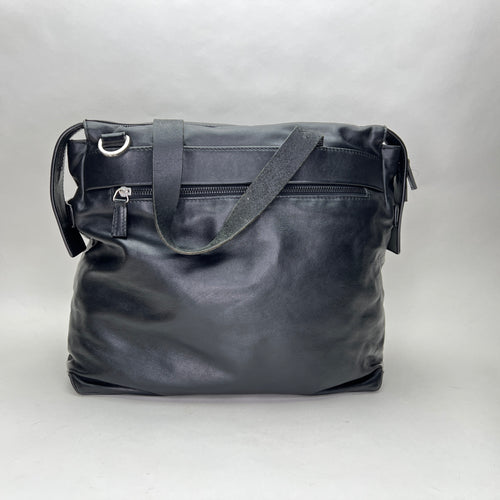 Messenger Two Way Bag Black Messenger Bag in Calfskin, Silver hardware