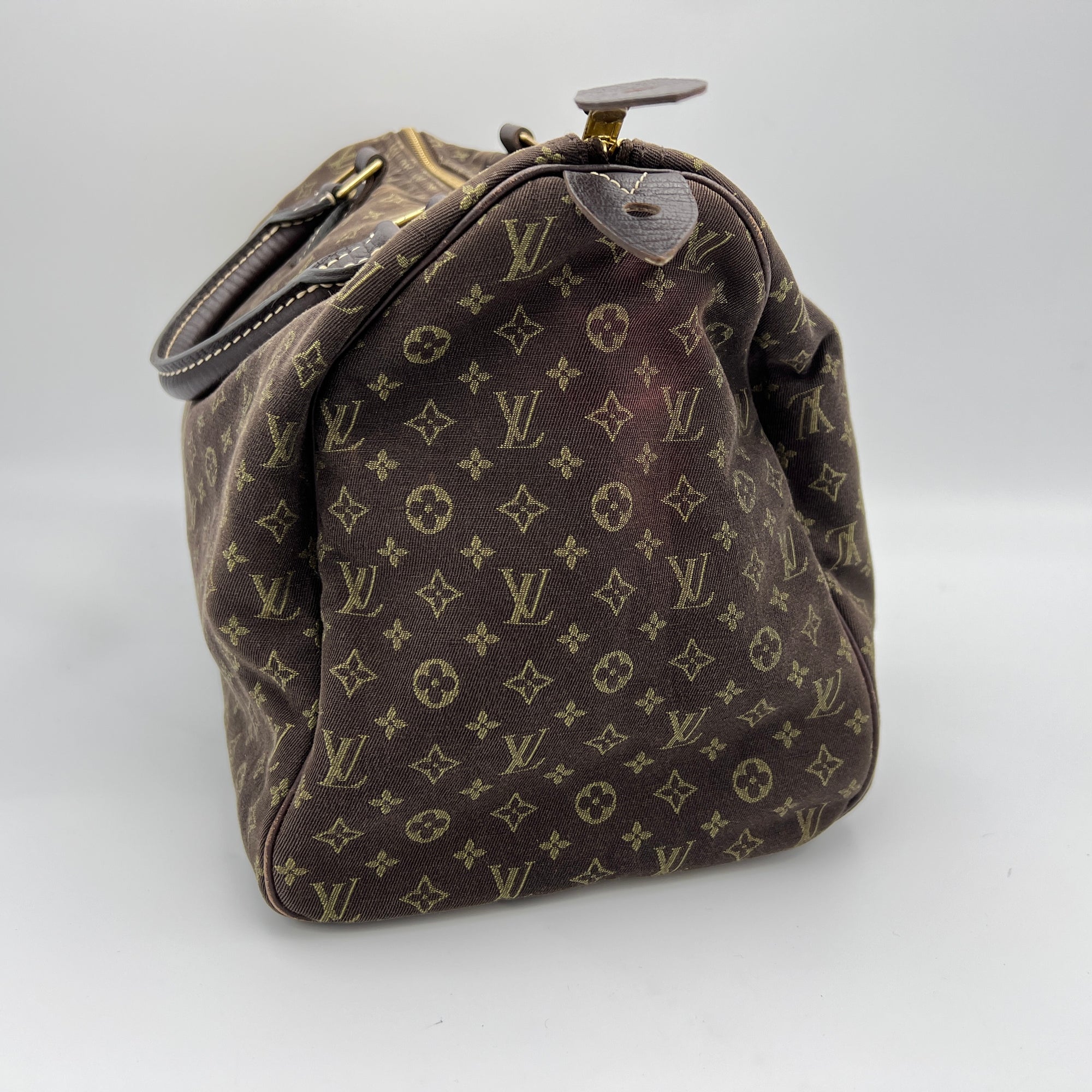 Idylle Monogram 30 Brown Top Handle Bag in Canvas, Gold hardware