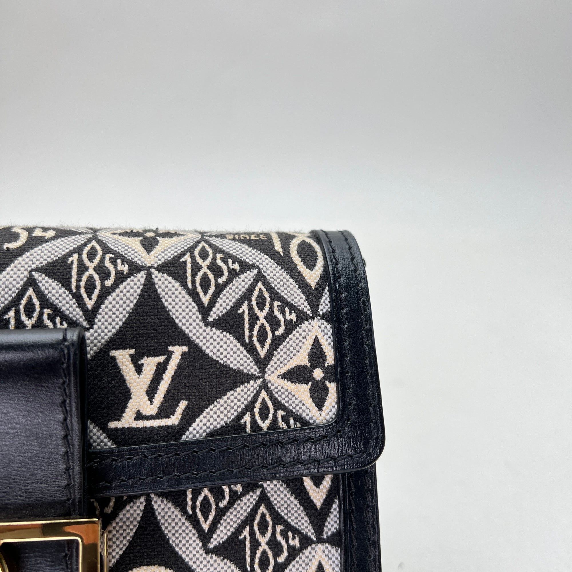 Dauphine Black Wallet on Chain in Jacquard, Gold hardware