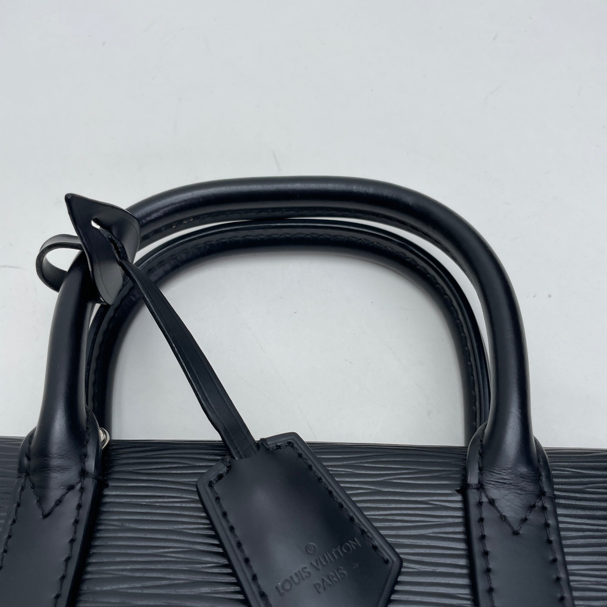 Marly BB Black Top Handle Bag in Epi Leather, Silver hardware