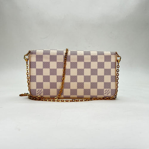 Felicie Pochette Damier Azur Beige Crossbody Bag in Coated Canvas, Gold hardware