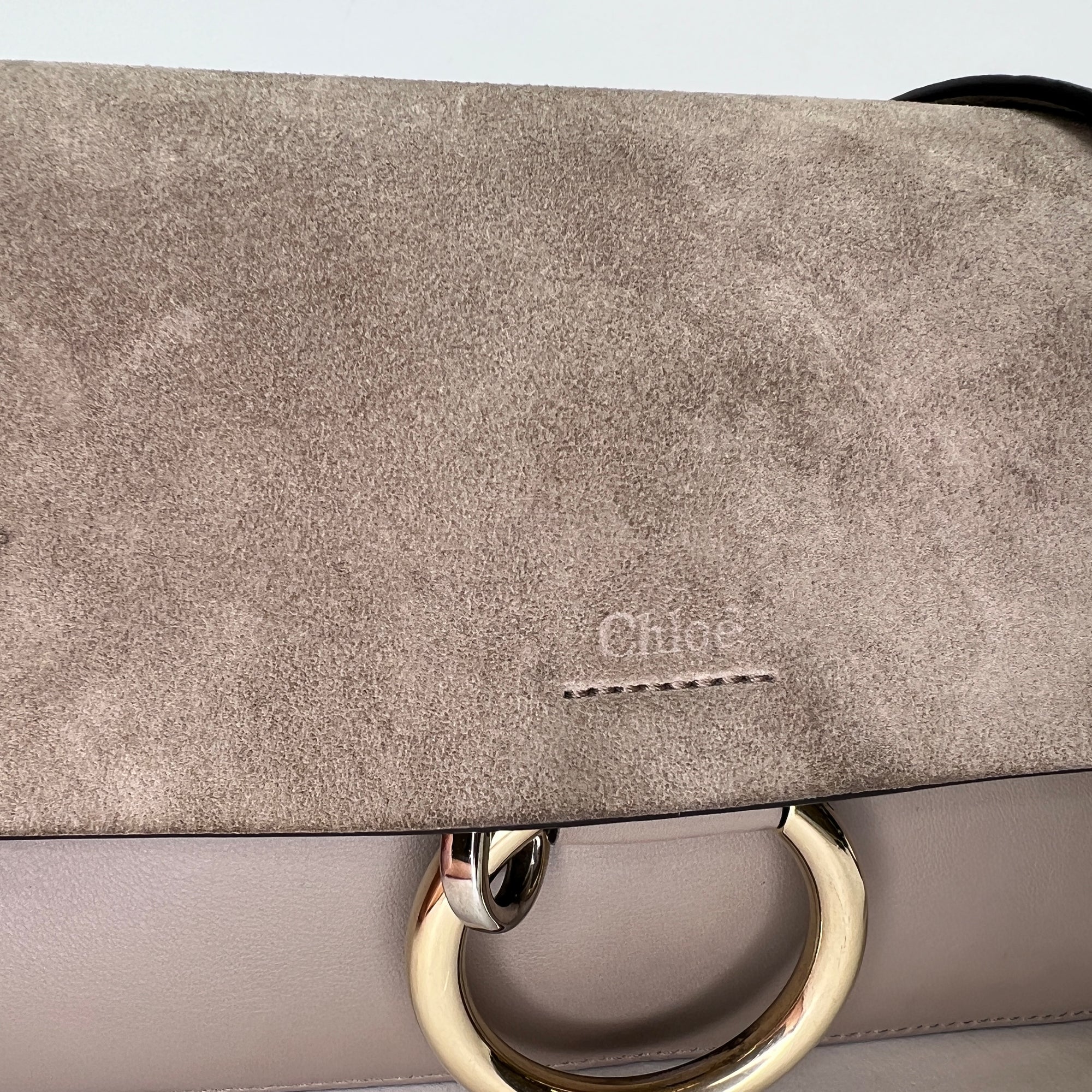 Faye Small Grey Shoulder Bag in Calfskin, Light Gold hardware