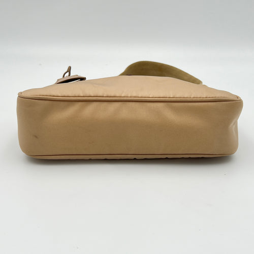 Re-Edition 2000 Beige Shoulder Bag in Re-Nylon, Silver hardware