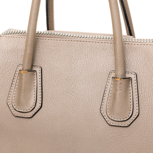 Antigona Small Brown Top Handle Bag in Goat Leather, Silver hardware