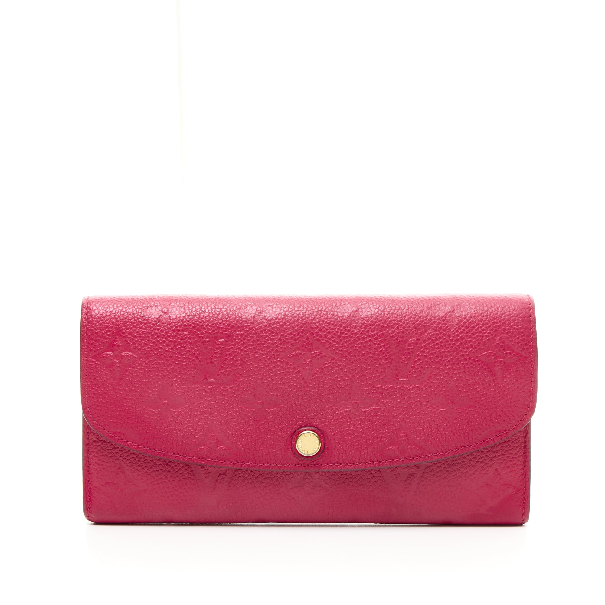 Emilie Long Flap Pink Wallet in Monogram Empreinte Leather, Gold hardware