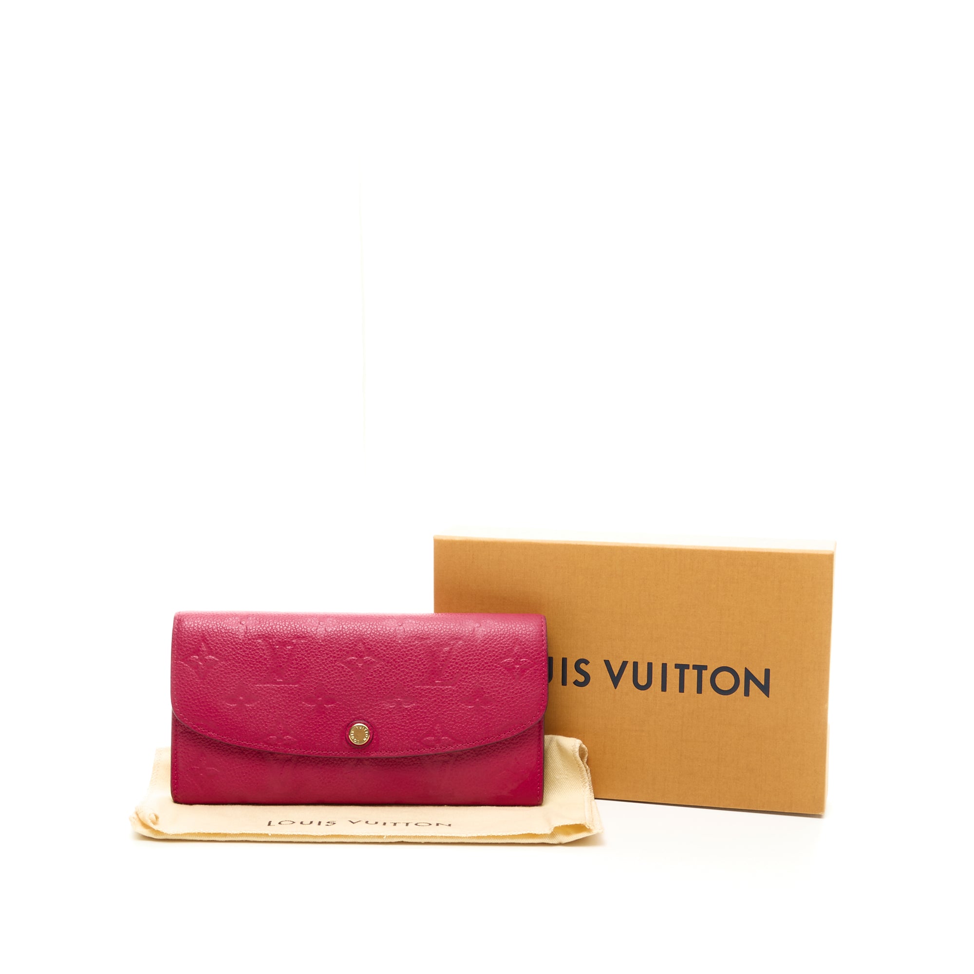 Emilie Long Flap Pink Wallet in Monogram Empreinte Leather, Gold hardware