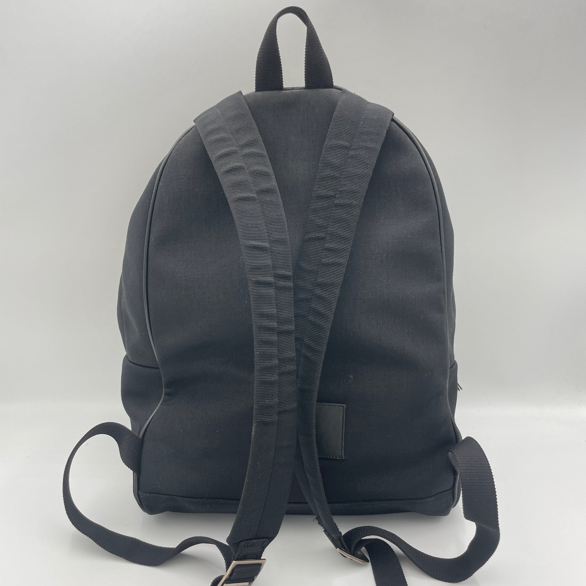 Logo Black Backpack in Canvas, Silver hardware