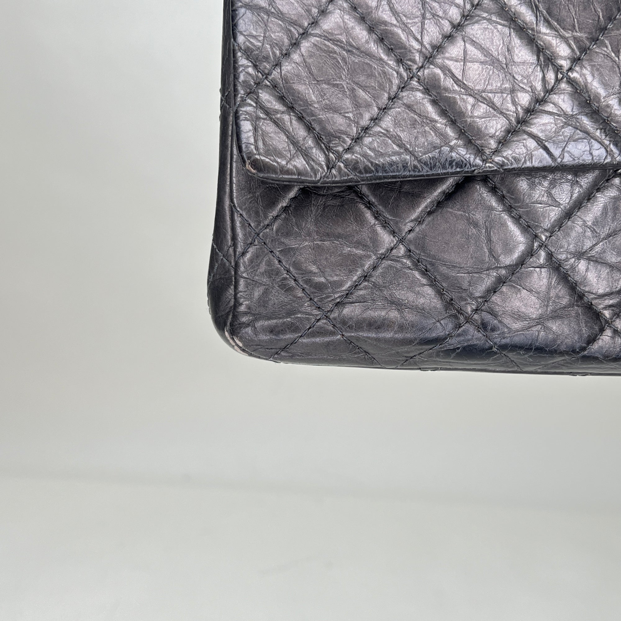 Reissue 2.55 227 Grey Shoulder Bag in Calfskin, Ruthenium hardware