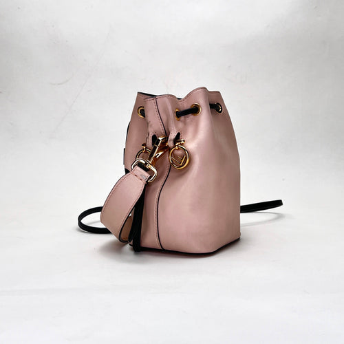 Mon Tresor Mini Pink Bucket Bag in Calfskin, Gold hardware