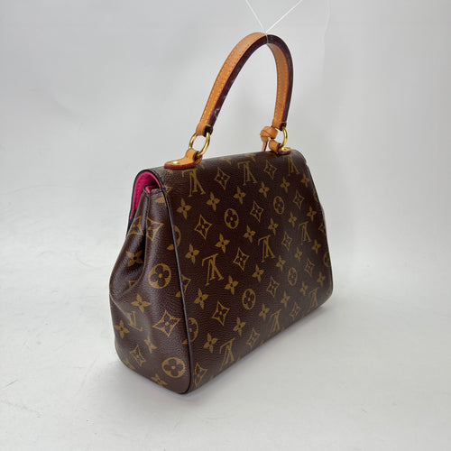 Cluny BB Brown Top Handle Bag in Monogram Coated Canvas, Gold hardware