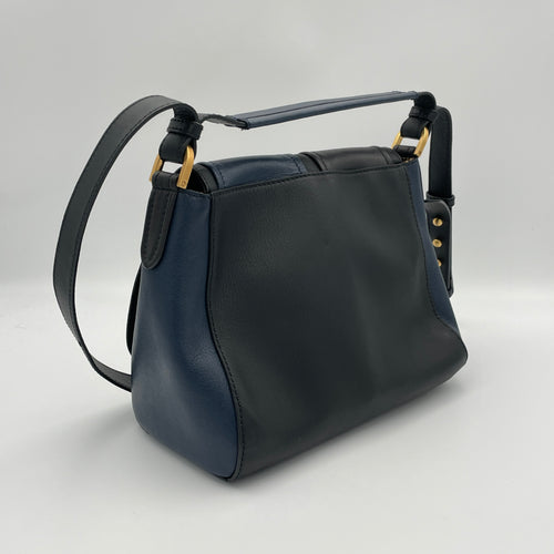 Anna Shoulder Bag Blue Shoulder Bag in Calfskin, Gold hardware