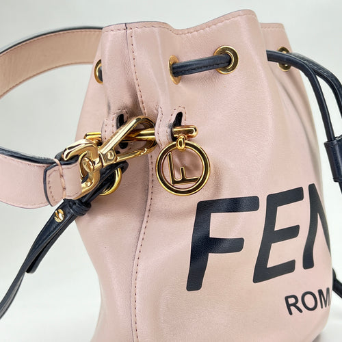 Mon Tresor Mini Pink Bucket Bag in Calfskin, Gold hardware