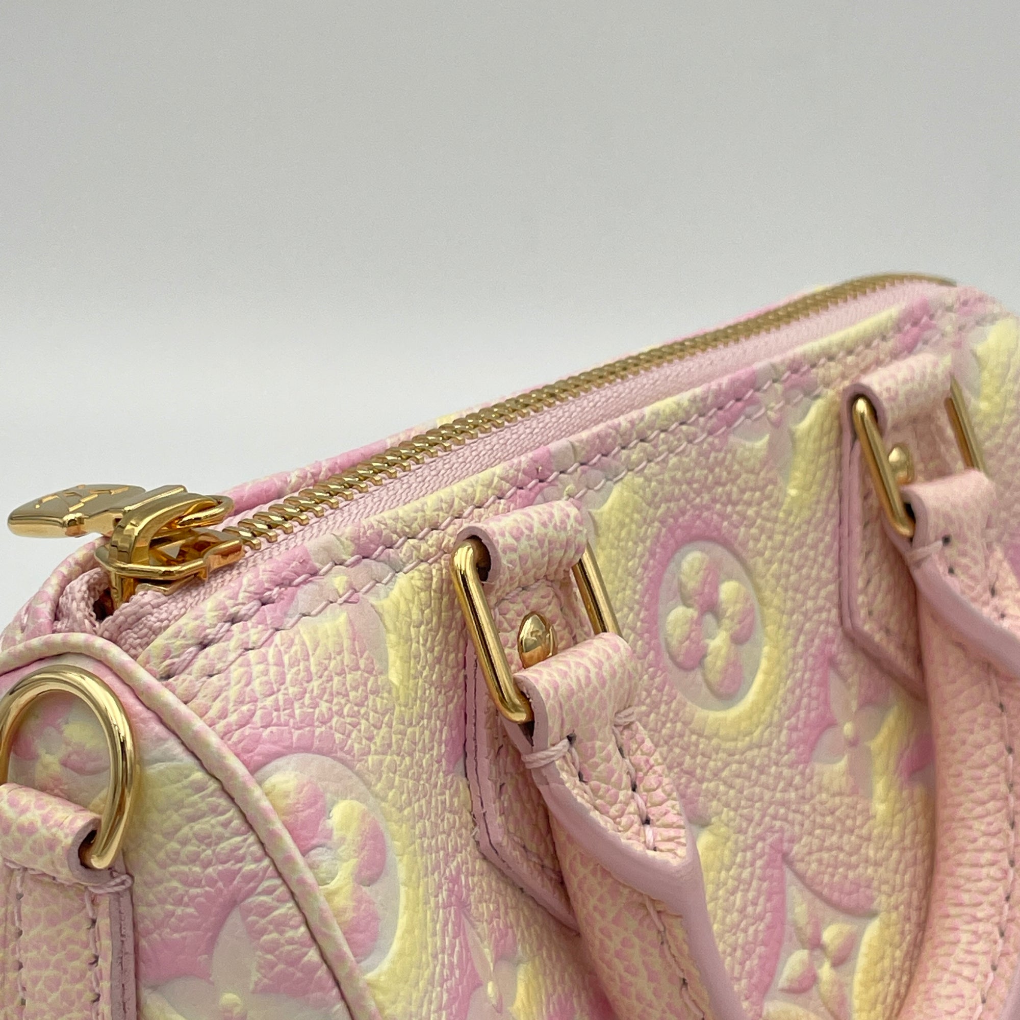 Speedy Nano Pink Top Handle Bag in Monogram Empreinte Leather, Gold hardware