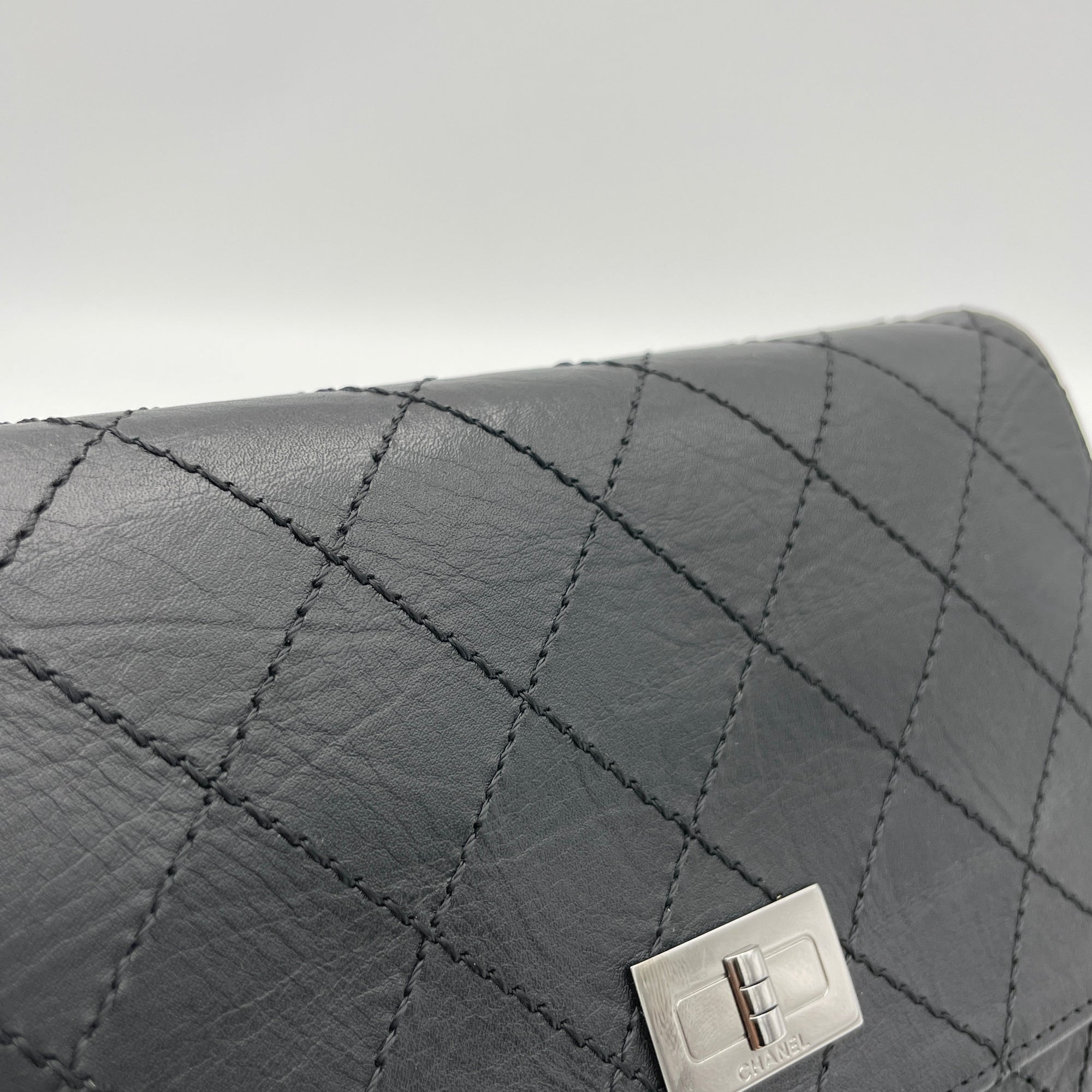 2.55 Black Wallet on Chain in Calfskin, Silver hardware