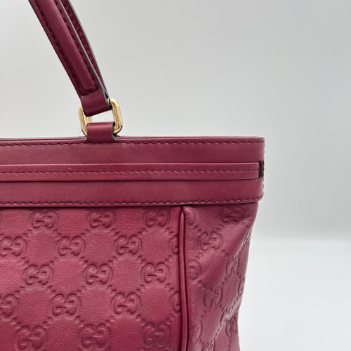 Mayfair Maroon Top Handle Bag in Guccissima Leather, Light Gold hardware