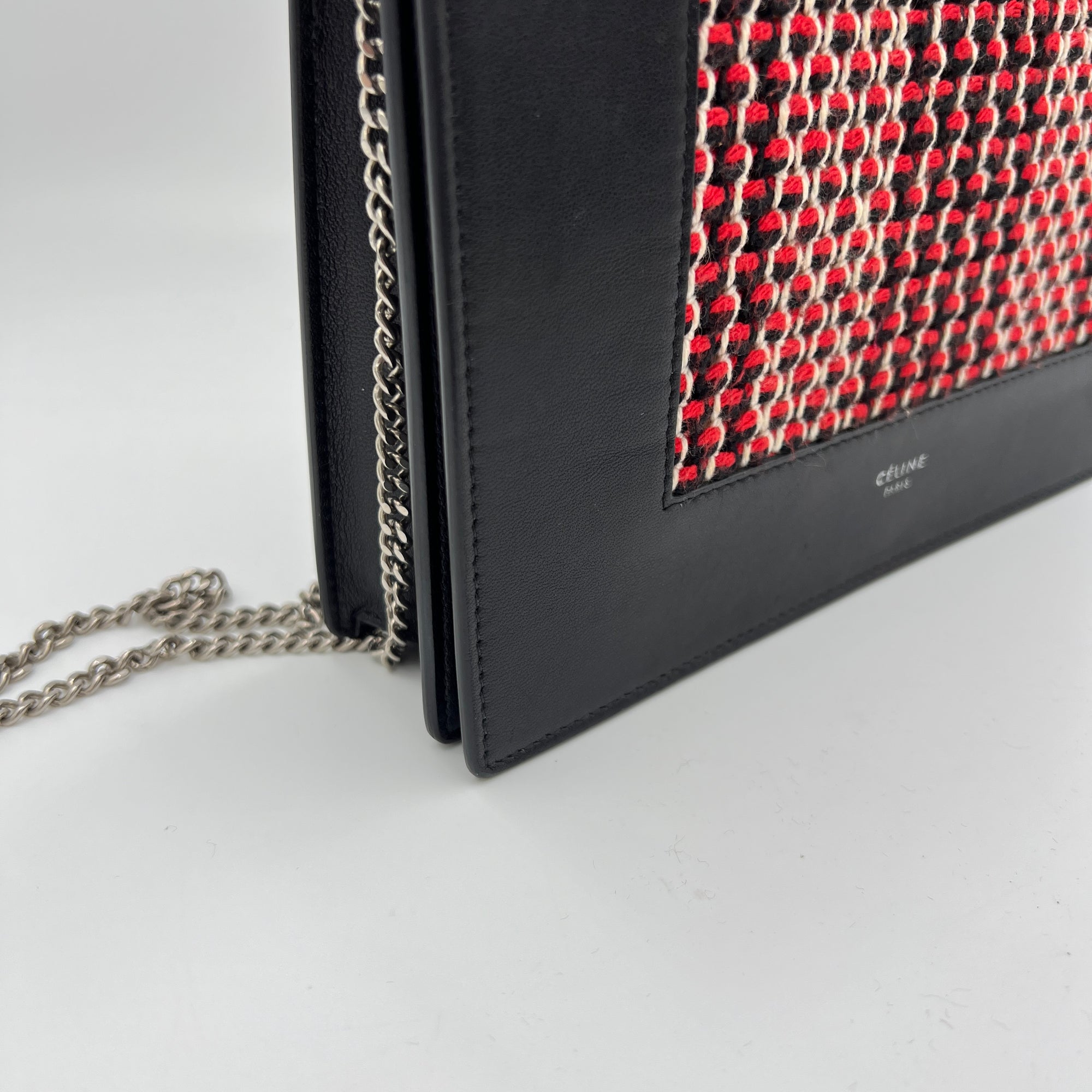 Frame Black Wallet on Chain in Calfskin, Silver hardware