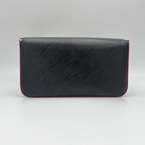 Felicie Pochette Black Wallet on Chain in Epi Leather, Silver hardware