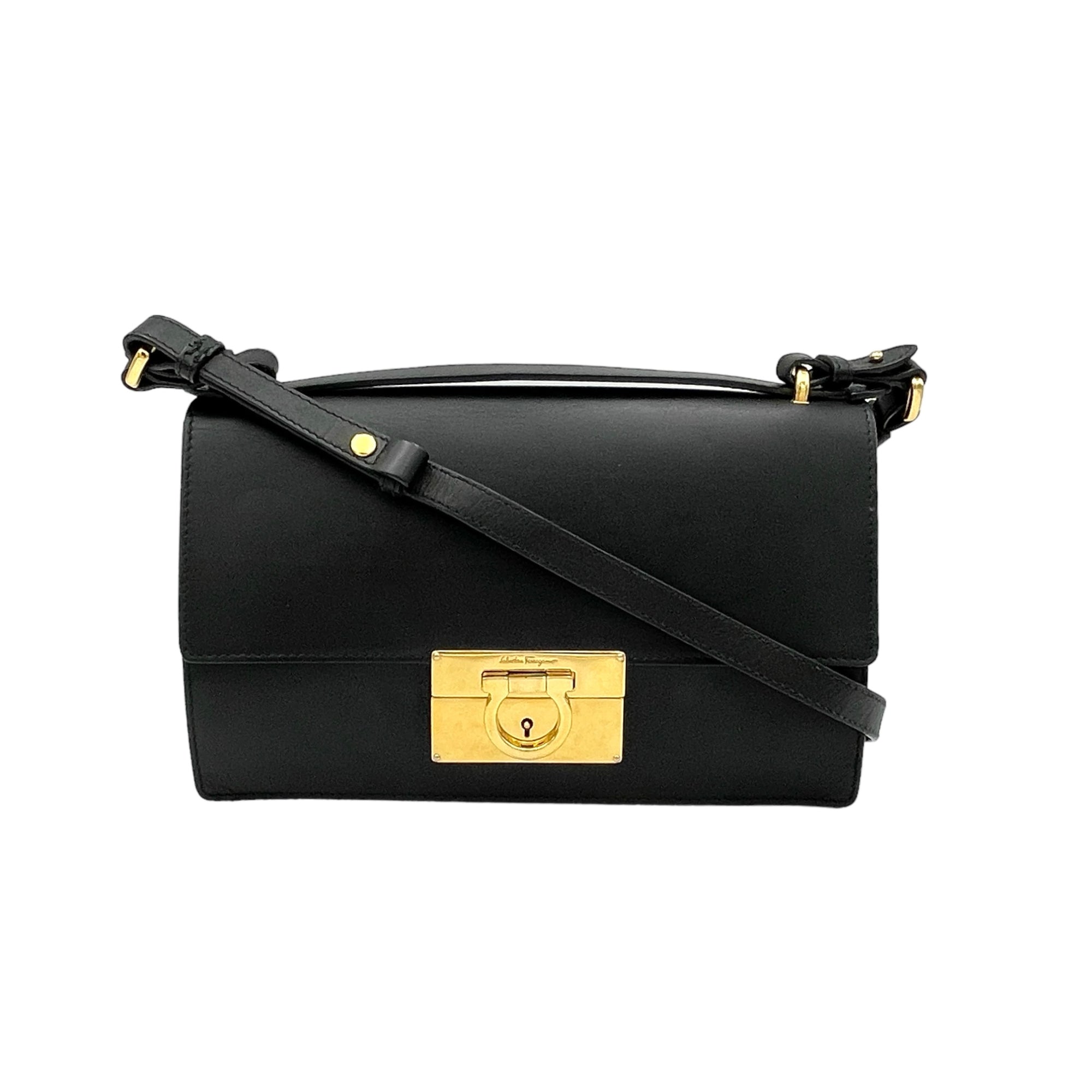 Aileen Black Crossbody Bag in Calfskin, Gold hardware