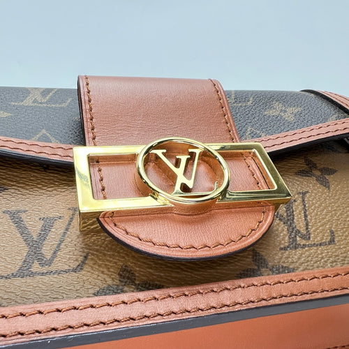 Dauphine Brown Wallet on Chain in Monogram Coated Canvas, Gold hardware