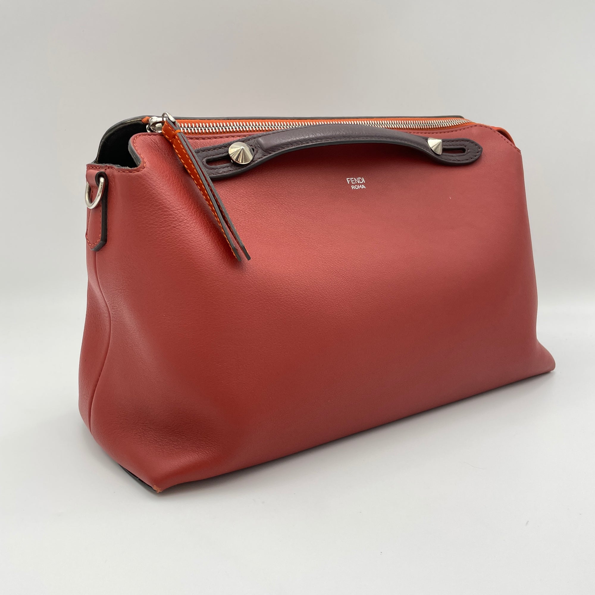 By The Way Large Red Top Handle Bag in Calfskin, Silver hardware