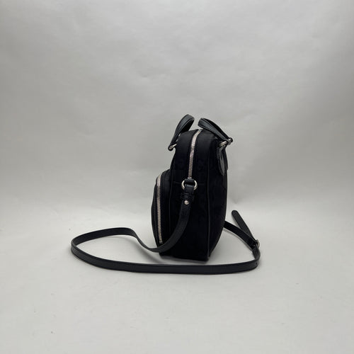 OFF THE GRID Black Crossbody Bag in Nylon, Silver hardware