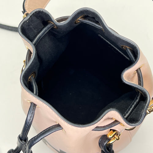 Mon Tresor Mini Pink Bucket Bag in Calfskin, Gold hardware