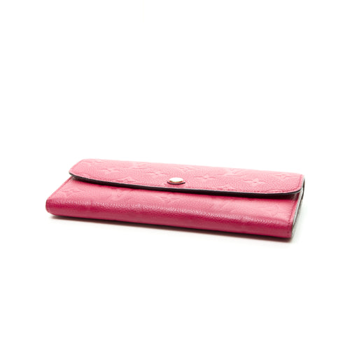 Emilie Long Flap Pink Wallet in Monogram Empreinte Leather, Gold hardware