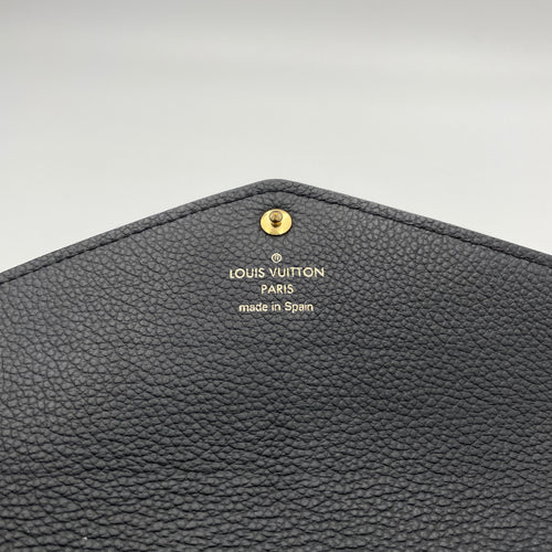 Sarah Long Black Wallet in Monogram Empreinte Leather, Gold hardware