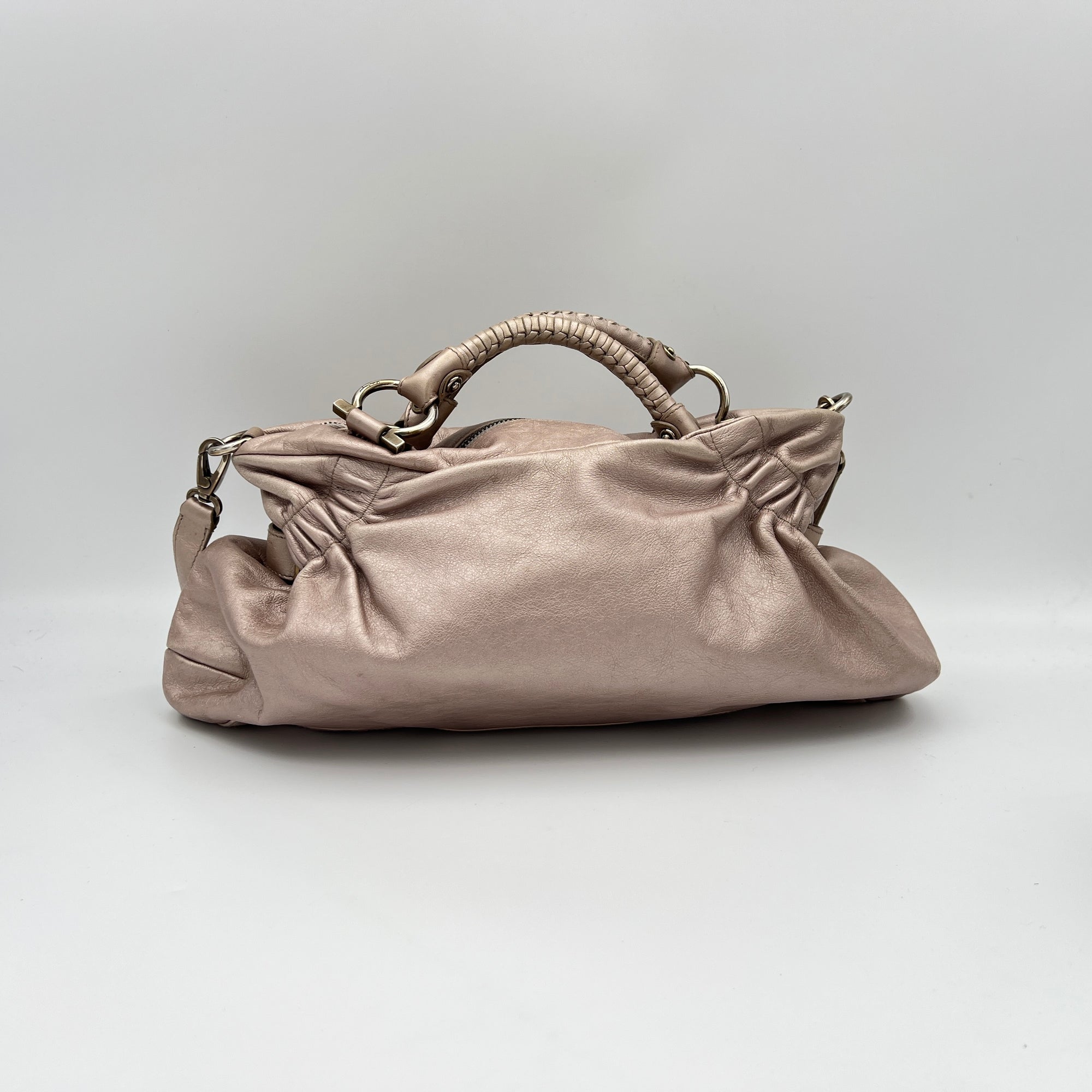 Ottavia Pink Top Handle Bag in Calfskin, Silver hardware