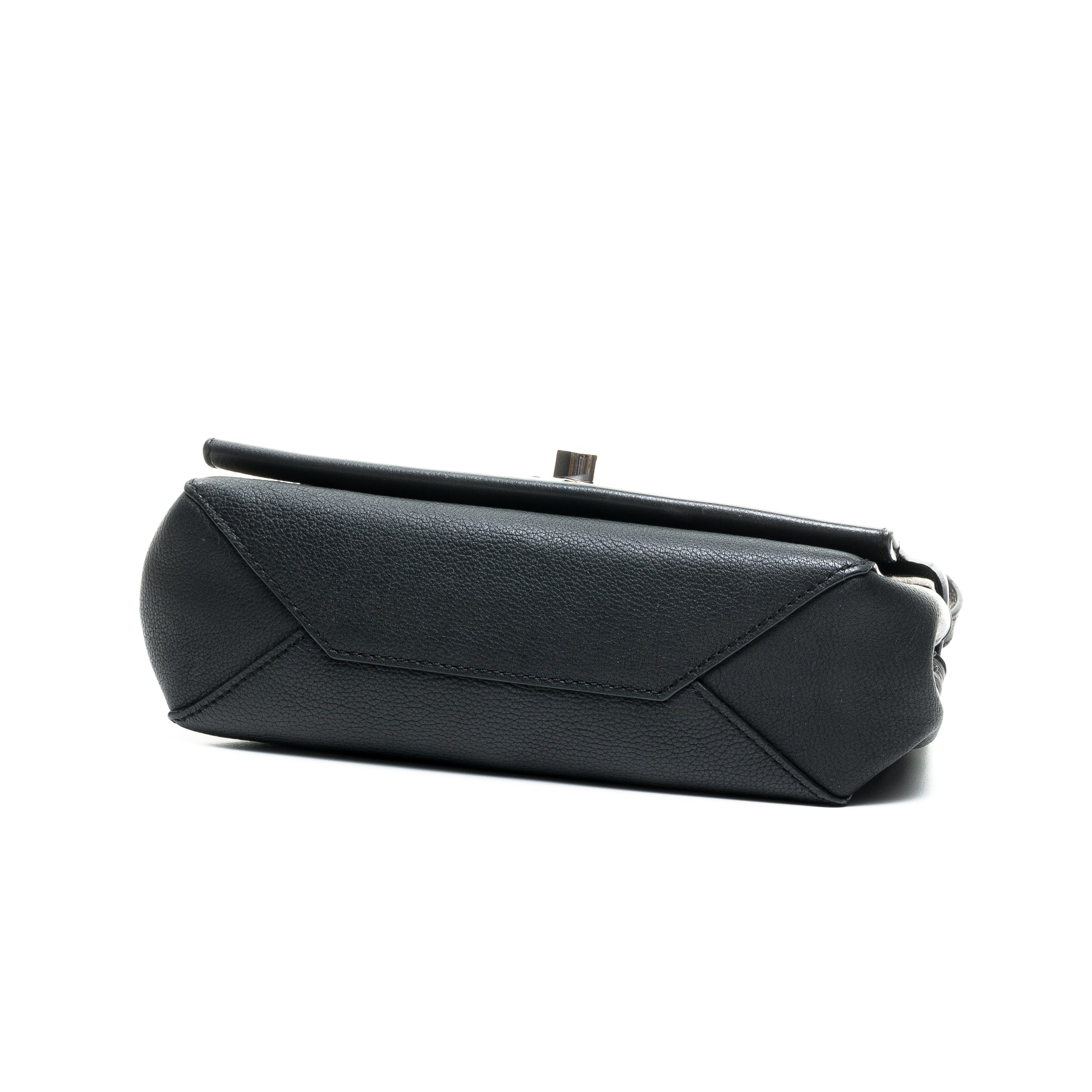 Lockme II Black Crossbody Bag in Calfskin, Silver hardware