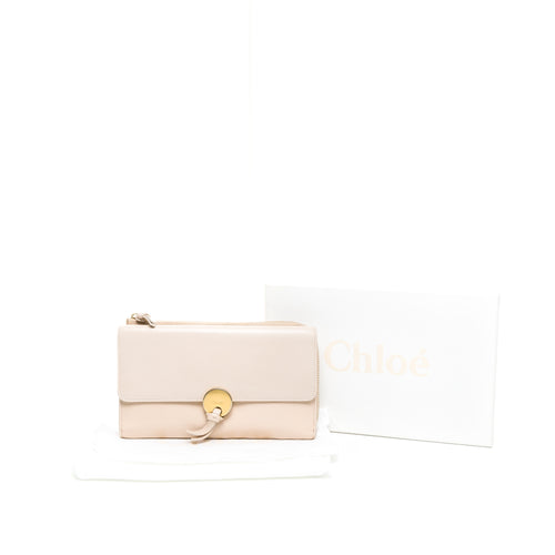 Indy Long Pink Wallet in Calfskin, Gold hardware