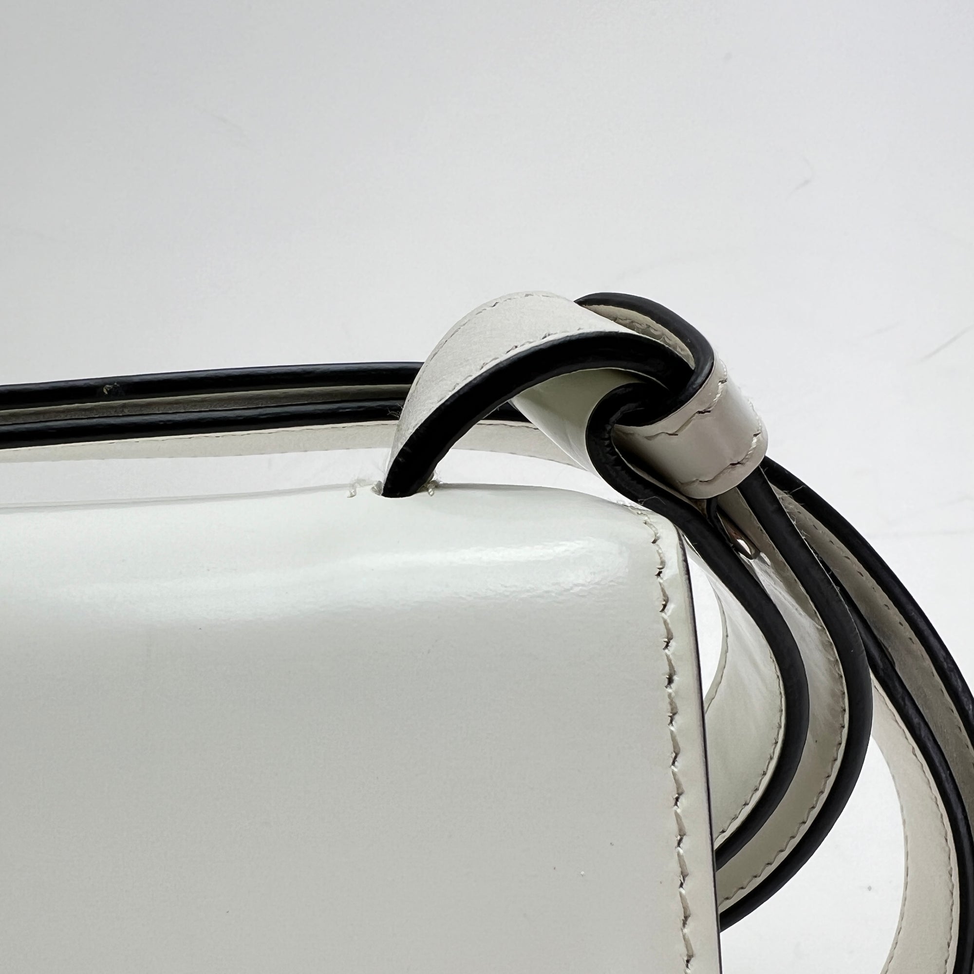 Embleme White Shoulder Bag in Calfskin, Gold hardware